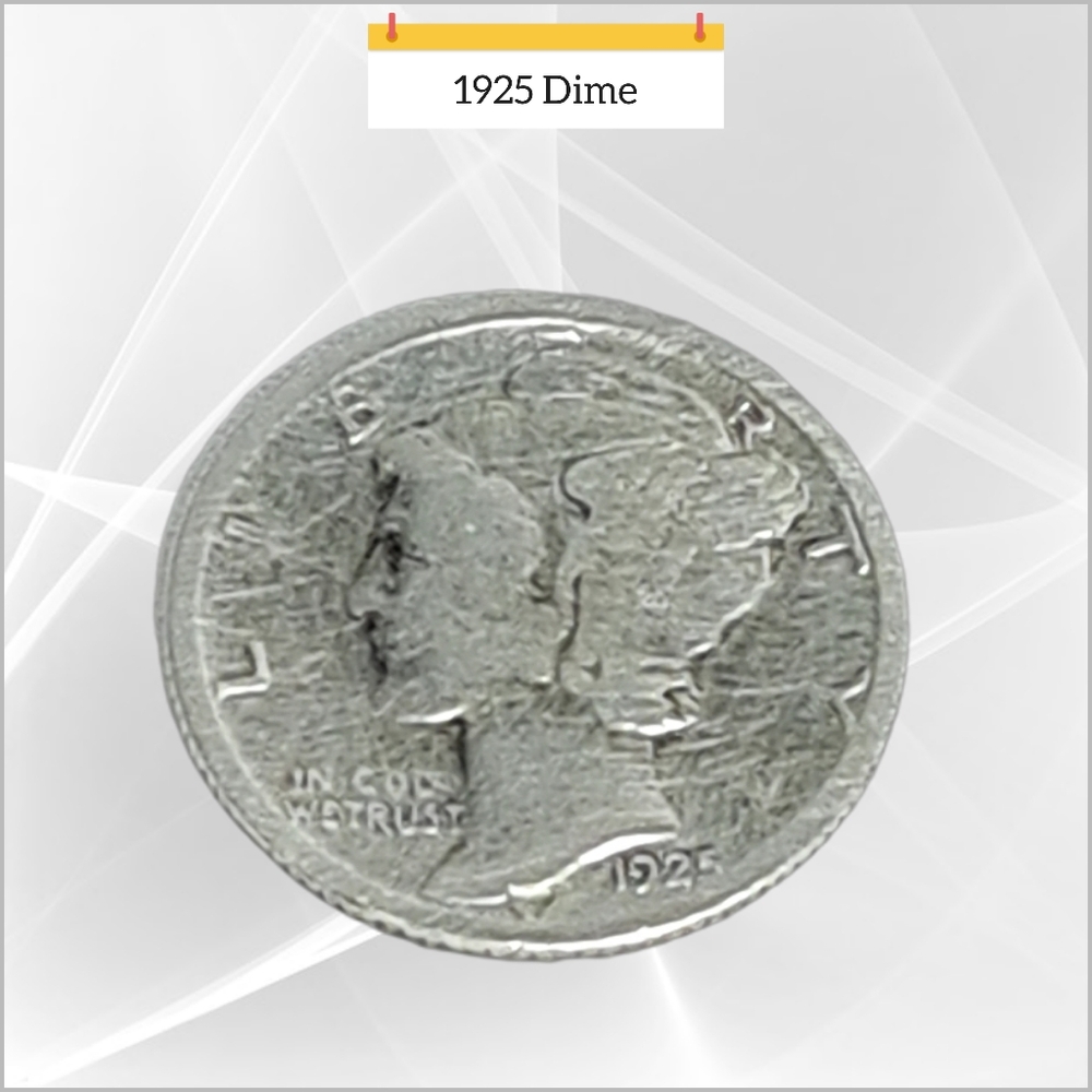 1925 Winged Liberty Head Dime. 100 Years Old. Good Condition